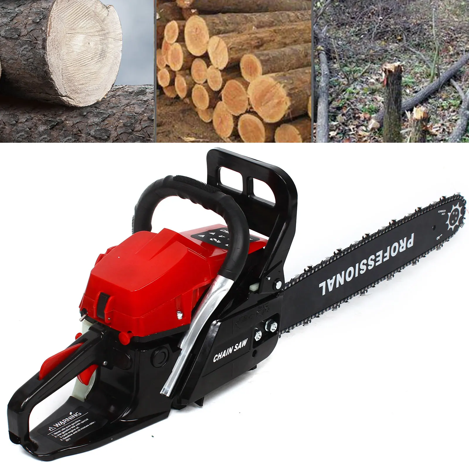 62cc Gas Powered Chainsaw 20in 2Stroke Gasoline Chain Saw 2 Cycle Engine Cutting Saw Gas Powered