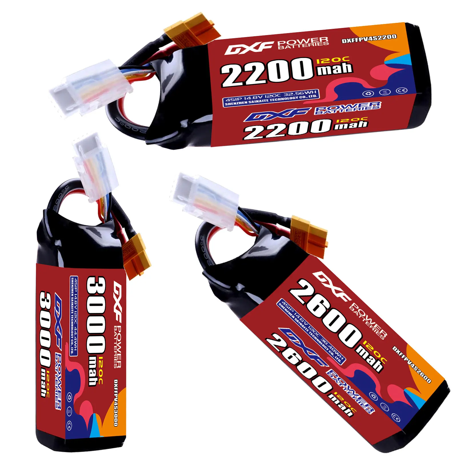 

DXF Lipo 4S Аккумулятор 14,8 В 2200 мАч 2600 мАч 3000 мАч 120C с разъемом XT30 XT60 JST Самолет Вертолет Квадрокоптер FPV Дрон