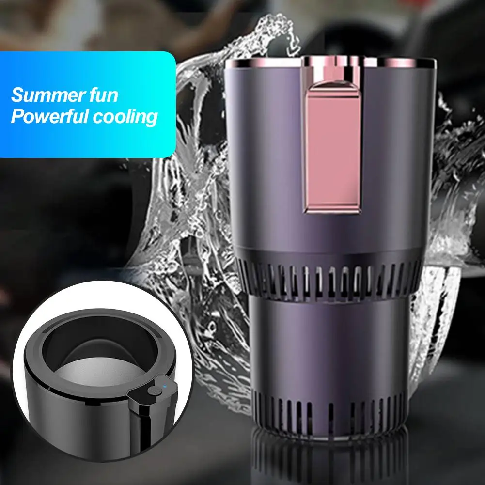 Smart Car 2-In-1 Hot And Cold Cup Drinks Holder Home Fast Refrigeration Cooling/Heating Mini Touch Screen Beverage Mug 12V 24V