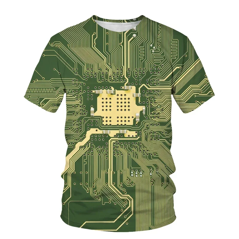 

Summer Fashion Harajuku T-shirt Electronic Chip Creative Tee Shirts Women Gym 3D Printed Circuit Board Graphic T Shirt for Men