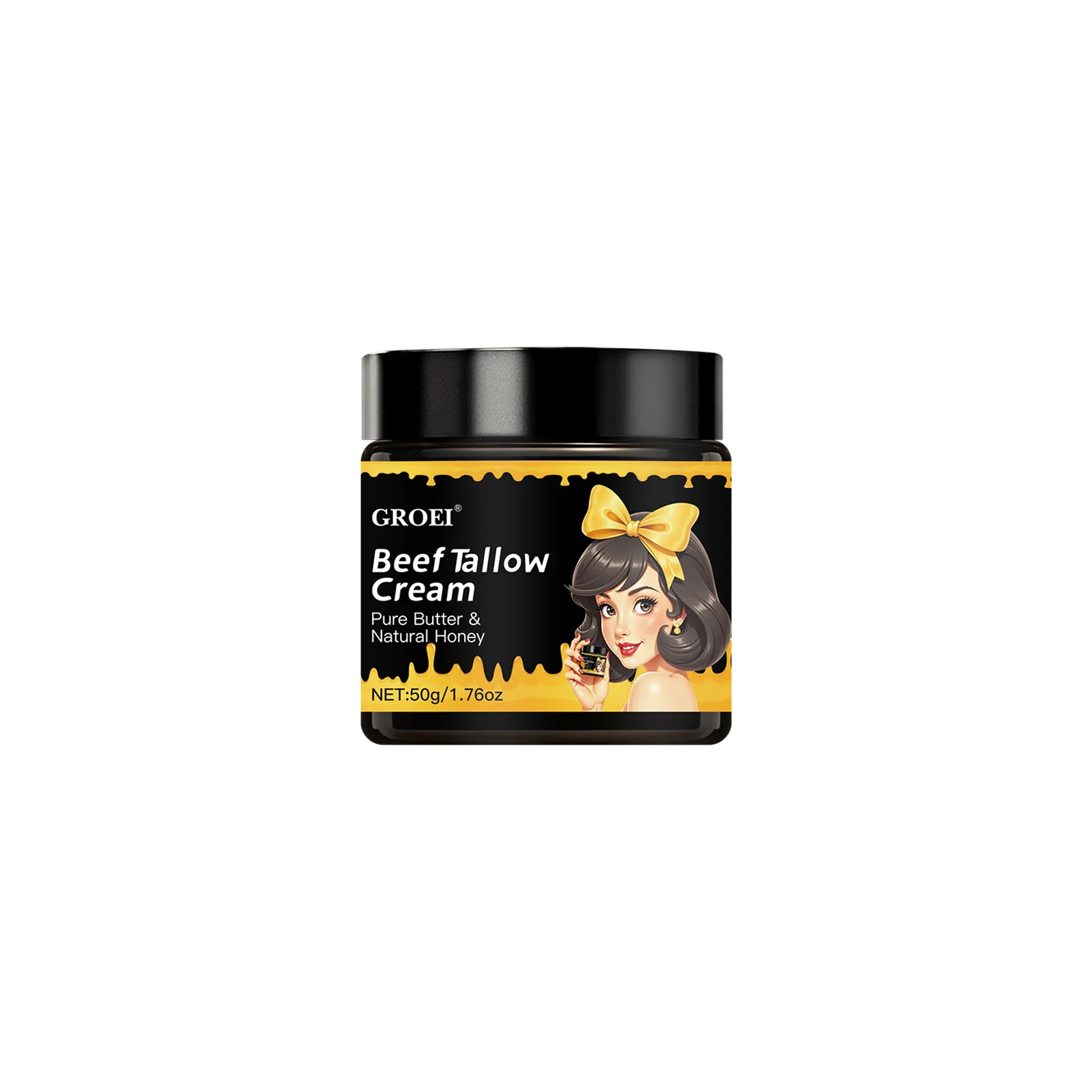GROEI Beef Tallow Facial Cream 50g, Moisturizing & Radiance Cream with Pure Butter & Honey Formula, For All Skin Types