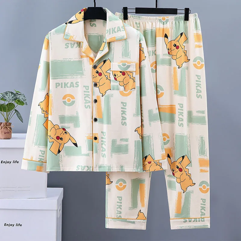 

Милые пижамы для мальчиков-подростков с героями мультфильмов, мужские пижамные комплекты с длинными рукавами, домашняя одежда, весенне-осенний студенческий комплект домашней посуды, одежда для сна больших размеров