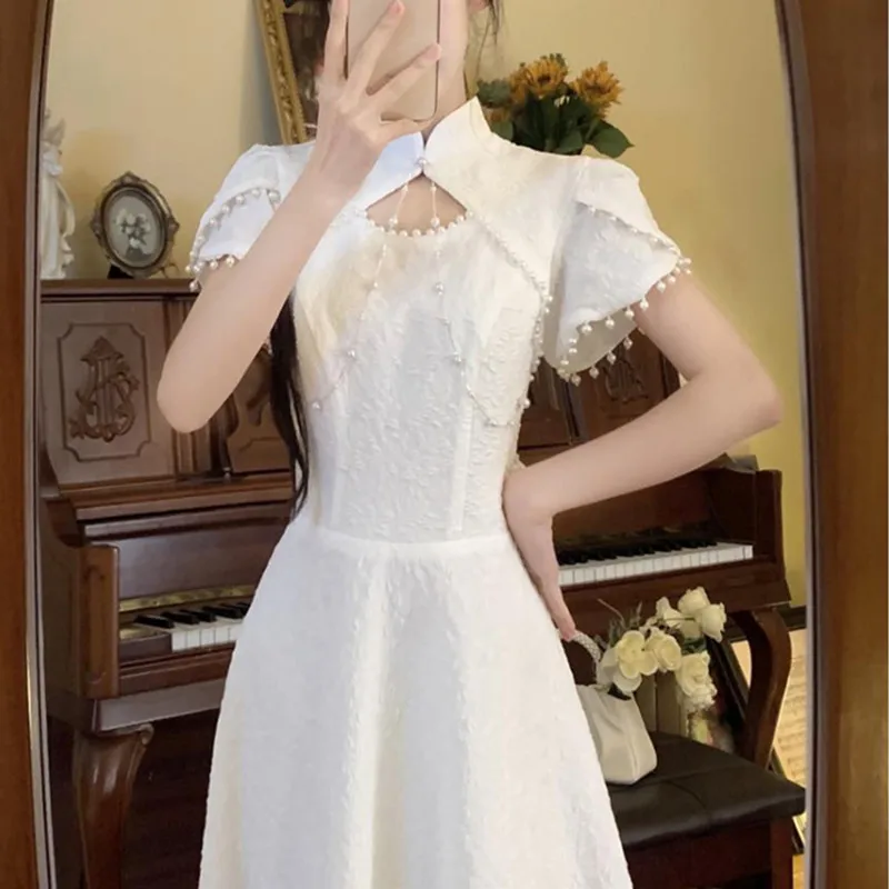 

Белое летнее свадебное платье большого размера класса люкс, новое, в китайском стиле, длинное, А-силуэт, для регистрации брака