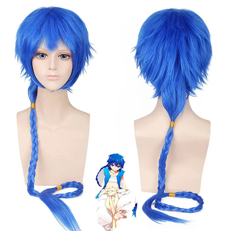Synthetic Blue Braided Curly Wig Long Cosplay Party Costume Heat Resistant Fiber Hair Anime Roleplay