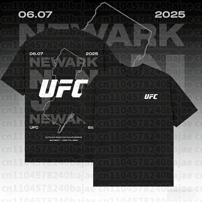 

UFC 100% Pure Cotton Men's and Women's Sports Fitness Short Sleeved Retro Fashion Printed T-shirt Running Street Casual Top