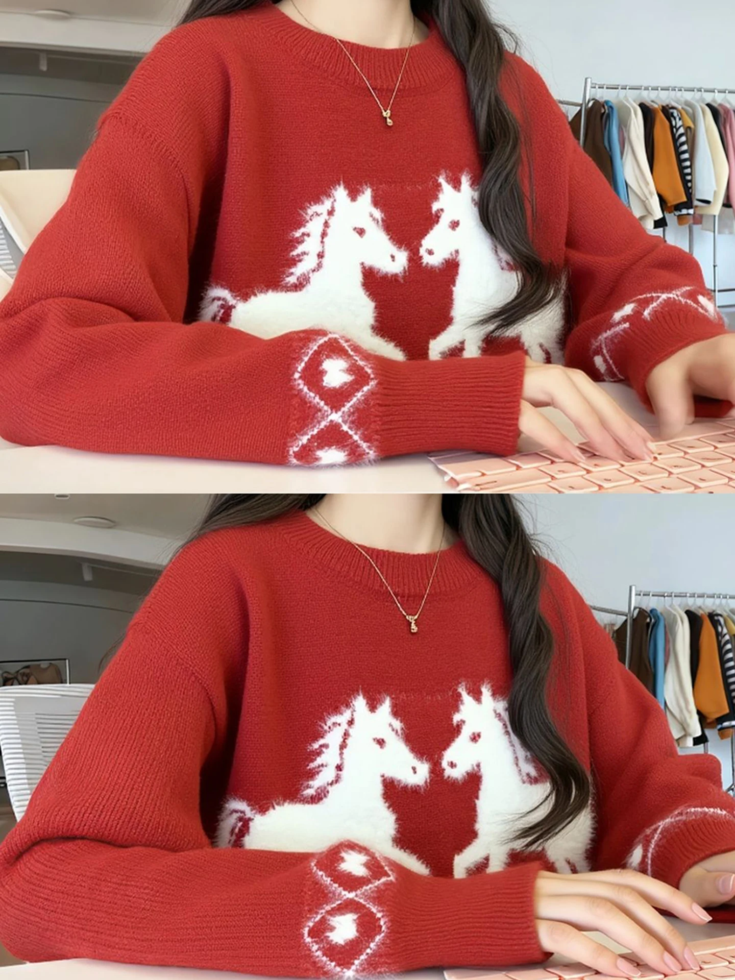 

Красный вязаный свитер, женский модный 2022, осенне-зимний новый Sle Cisas, новогодний мягкий трикотаж для вещей