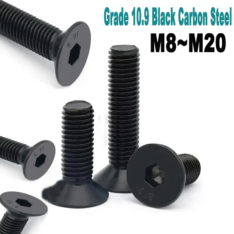 

Grade 10.9 Black Carbon Steel Allen Key Head Screw Din7991 M8~M20 Countersunk Flat head Hexagon Socket Bolt Screws