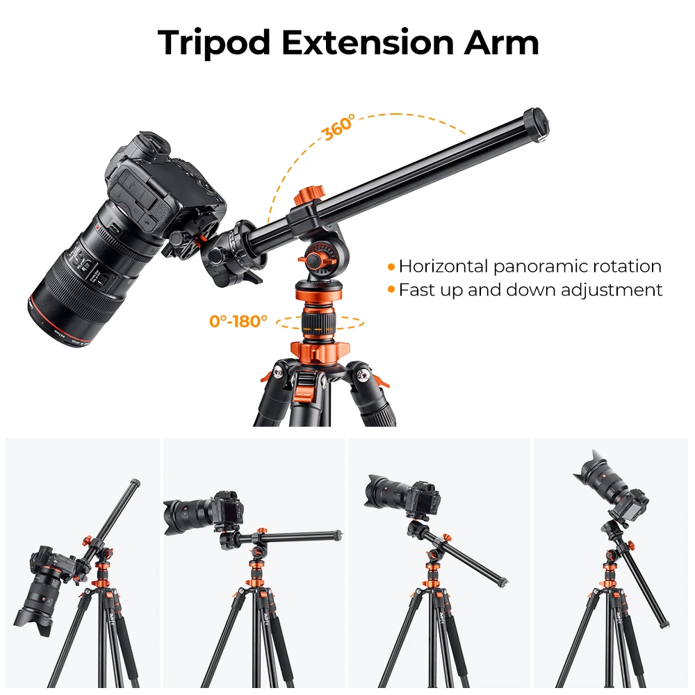 K&F Concept Upgrade Rotatable Multi-Angle Center Column for Camera Tripod Magnesium Alloy & Locking System