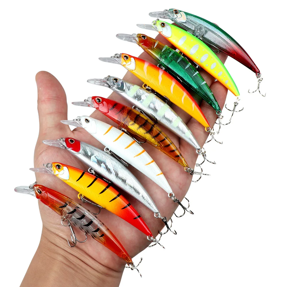 

9.5CM 13G Slow Sinking Minnow Hard Lure Realistic Bait Long Cast Treble Hooks Saltwater Bass Mackerel Fishing Tackle