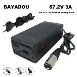 Chargeur de batterie au lithium avec ventilateur, 67.2V, 3A, 16S, 60 V, 60 V, 10Ah, 20Ah, connecteurs T, PC, IEC 3 broches