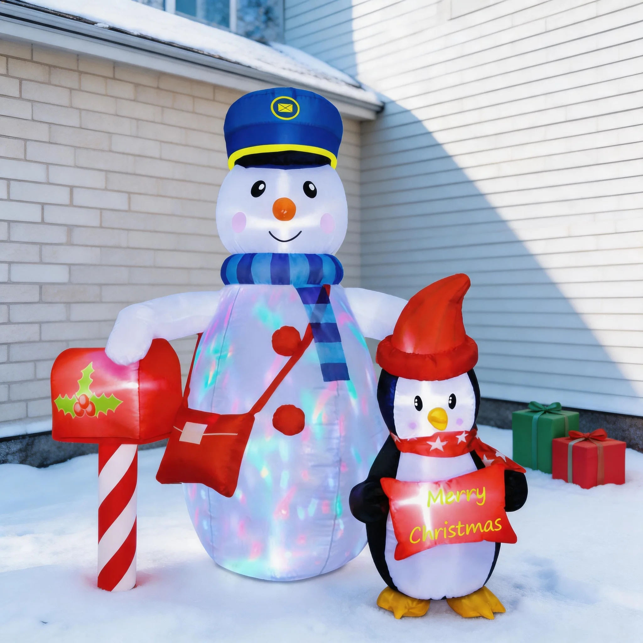 6FT, Inflatable Christmas Post Office Snowman, Suitable For Patio, Lawn, Indoor, And Restaurant Decoration view 4