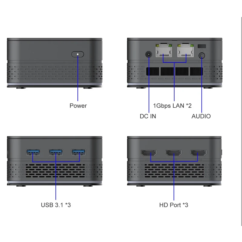 T9 Plus Palm Computer Intel Alder Lake N100 16GB DDR5 256/512GB/1TB SSD Windows 11 Mini PC tascabile ultra piccolo Dual LAN Tre HD
