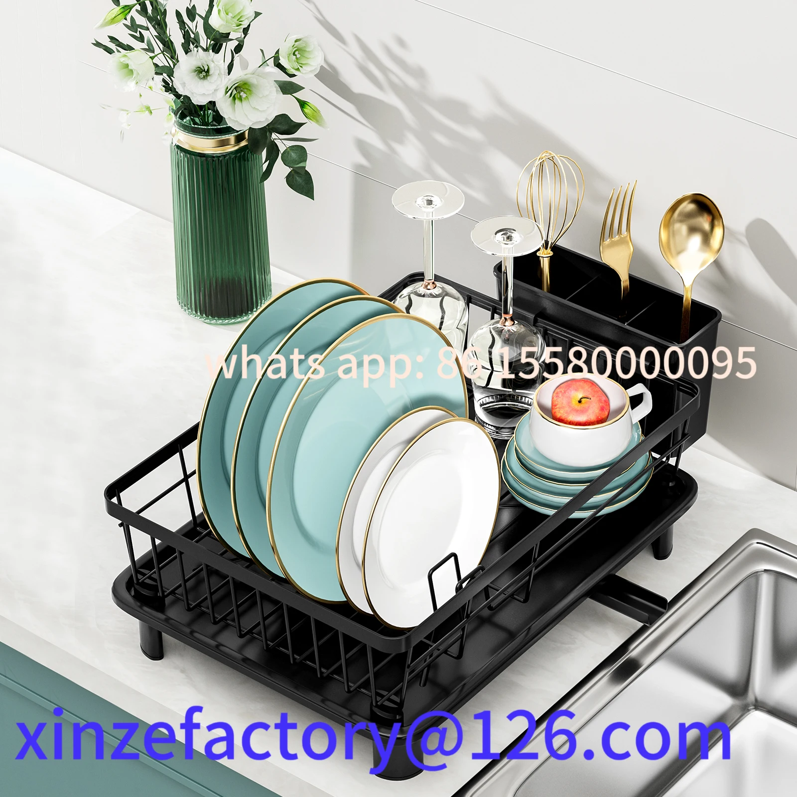 

Customizable Dish Drying Rack, Dish Rack With Drainboard Dish Drainers For Kitchen Counter Sink, ,Kitchen organizers and storage