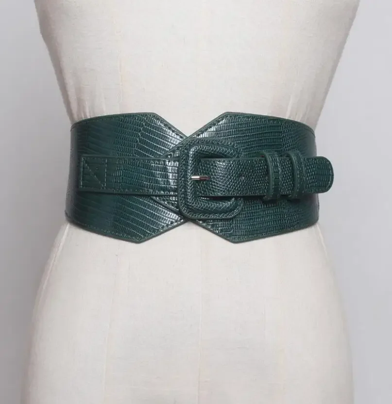 

Women's Runway Fashion Elastic Pu Leather Cummerbunds Female Dress Corsets Waistband Belts Decoration Wide Belt R1995