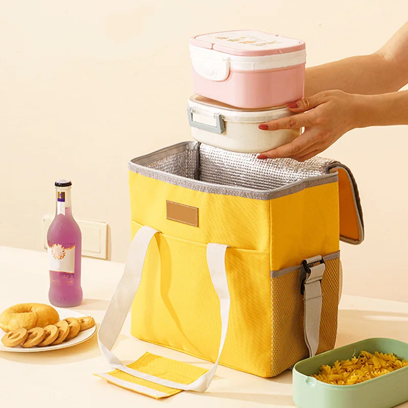 Large Capacity Food Insulation Lunch Bag Camping Picnic Oxford Thermal Box with Crossbody Strap Ice Storage Shoulder Bags