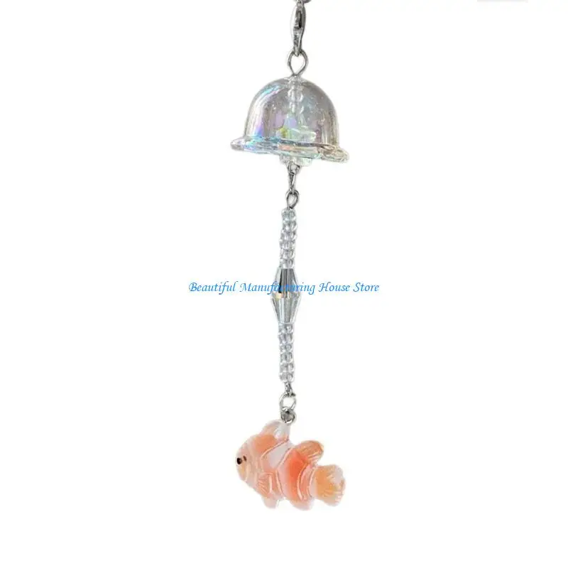 

E56A Jellyfish Phone Chain Kois Fish Pendant Keychain Acrylic Phone Charm Strap Decors