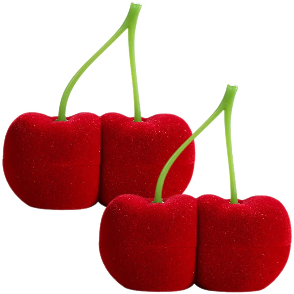 

2 Pcs Jewelry Boxes Cherry Necklace Case for Wedding Ring Organizer Gift 7X65X35CM Cherry-Shaped Rings Storage Red Bride