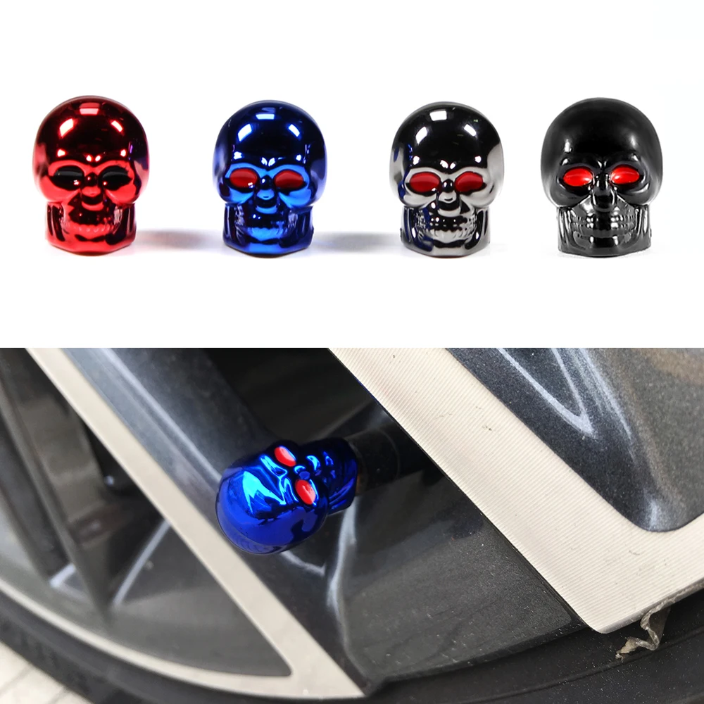 Skull Valve Caps ABS Car Wheel Plugs For Alloy Wheels Tire Valve Cap Auto Valve Cover Nipple Caps For Cars Motorcycles Bikes