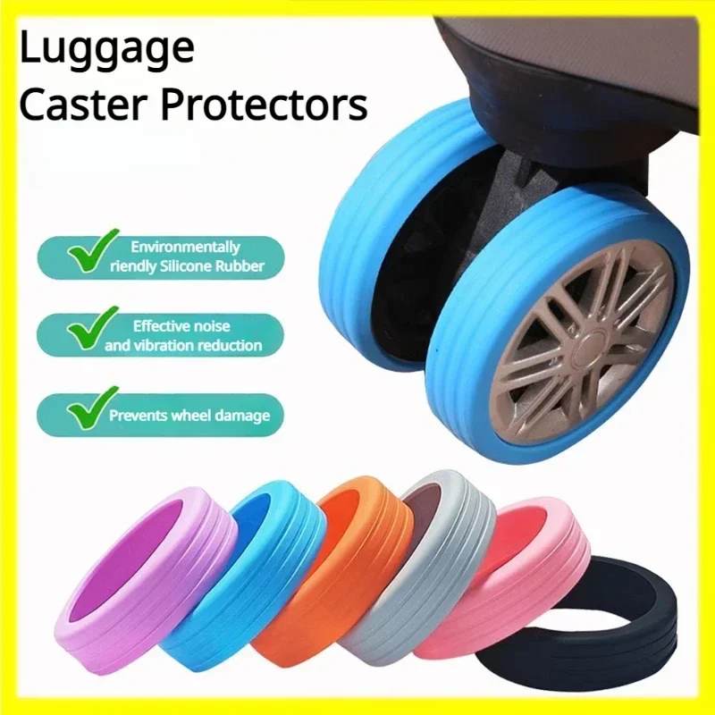 32/8 pçs protetor de roda de silicone compartimento de bagagem roda proteger capa trole caso silencioso rodízio manga mala acessórios