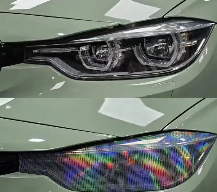 Car Motorcycle Vinyl Wrap Foil Laser Honeycomb Headlight Taillight Tint Film Modify Color Changing Stickers Car Styling