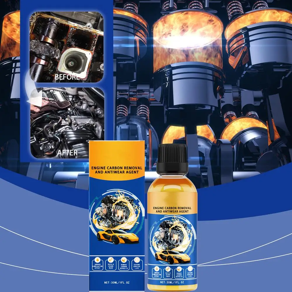 Engine Carbon Removal Repair Agent 30ml Engine Anti-Wear Cleaning Detailing Agent Automotive Tool Rust-Resistant Fast-Actin C7V7