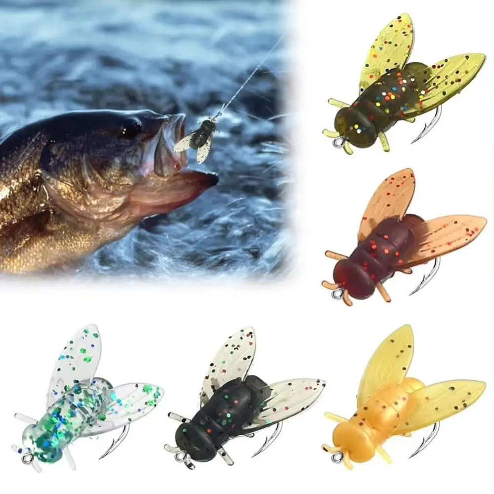 20PCS Portable PVC Bionic Fly Fishing Bait Spinner Swim Baits 5 Colors Trout Jigs Fly Fishing Hook Flies Fly Fishing