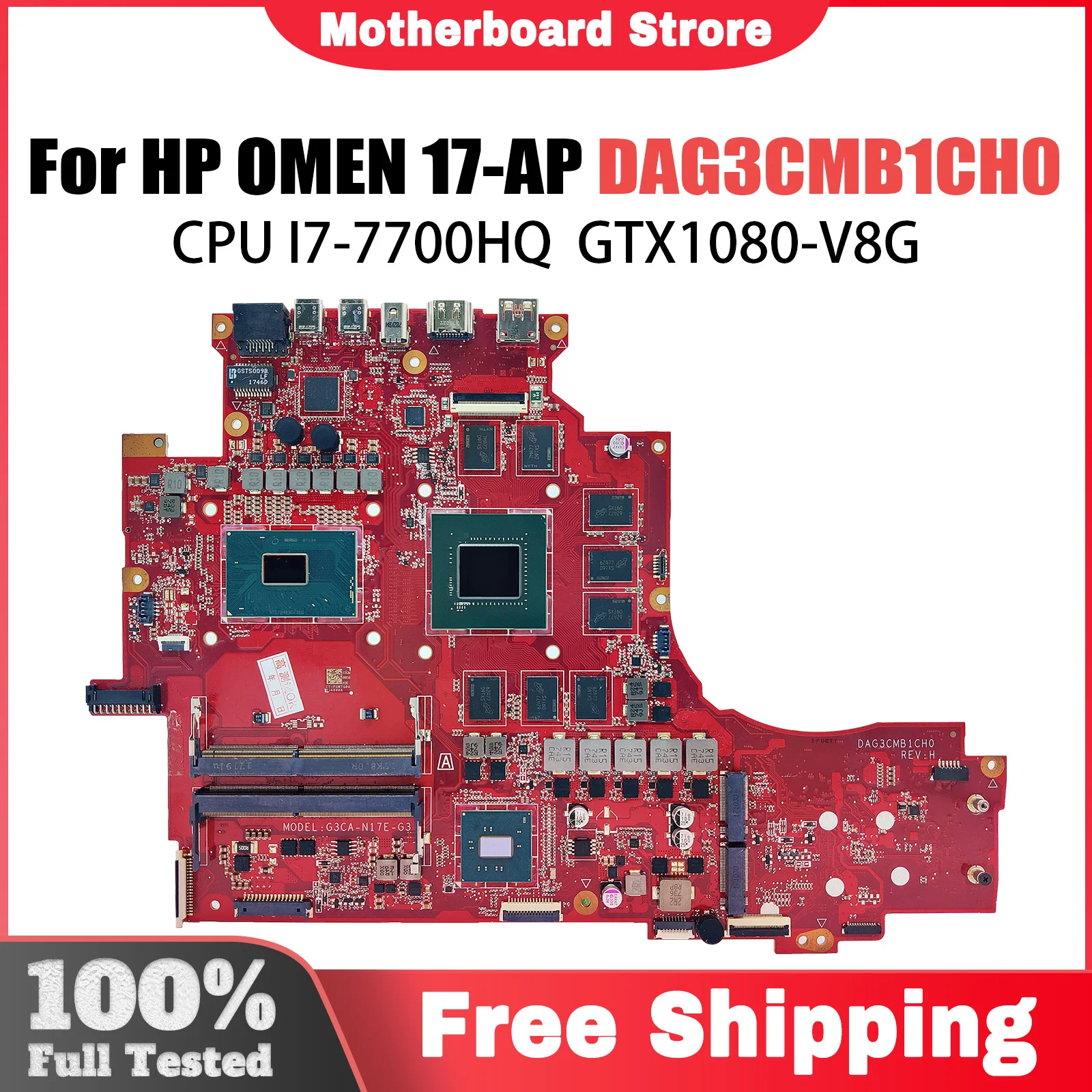 DAG3CMB1CH0 Mainboard For HP OMEN 17-AP Laptop Motherboard With I7-7700HQ CPU GTX1080 V8G DDR4 940623-601 Test OK