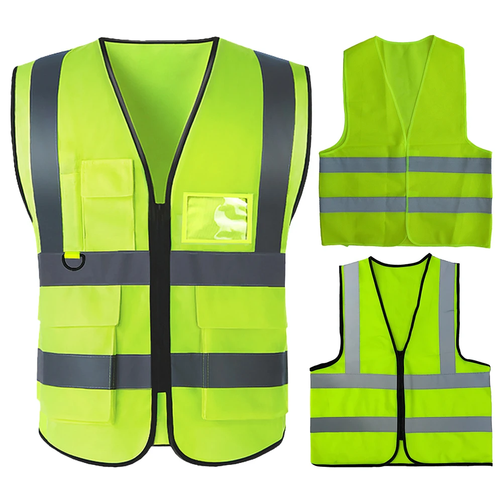 High Visibility Jacket Breathable Multi-pocket Reflective Vest 2 Reflective Strip Railway Coal Miners Uniform for Driver Workers