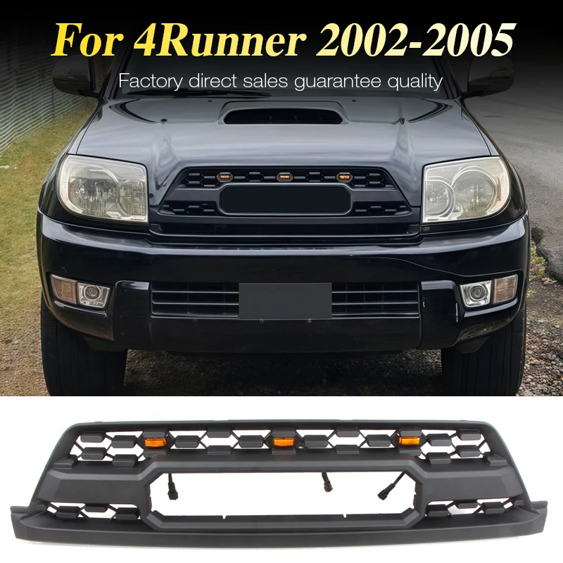 

Front Grille For 2002 2003 2004 2005 4Runner Grill Matte Black W/LED Upgrade