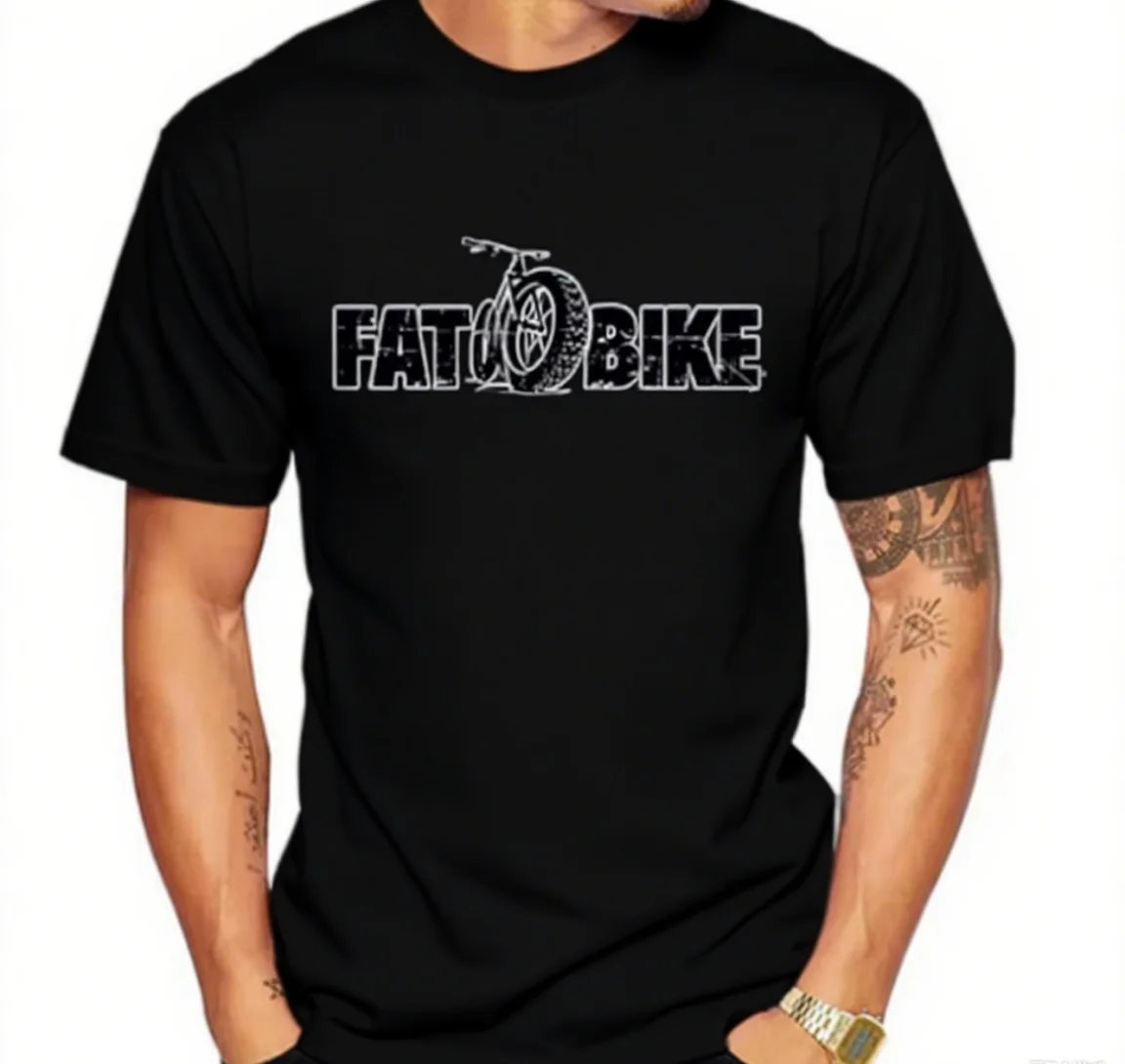 

Fat Bike Themed Cotton T - Shirt Bold Logo Art Must - Have for Bike Lovers Brand Loose Streetwear Print New Arrival Tee S-4XL