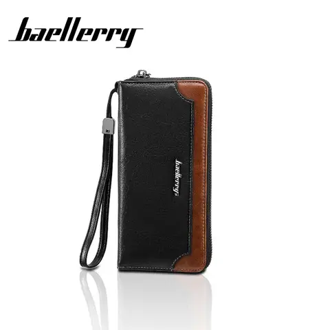 Baellerry Men's Leather Wallet Double Layer Snap Closure Zipper Card Holder Photo Coin Purse Wallets