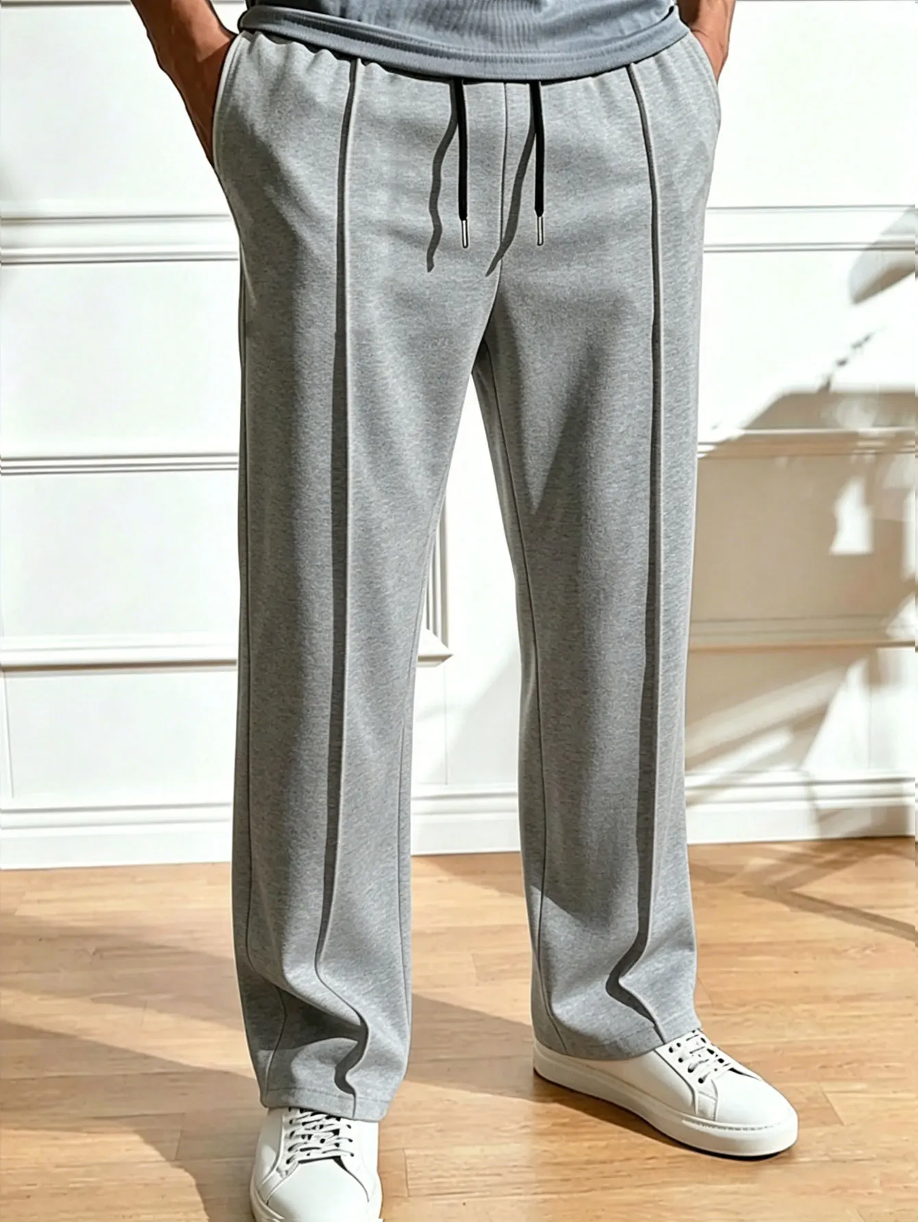 Herren Casual Cleanfit Leichte Business Minimalistische Anzug-Stil Sporthose Lose Jogginghose mit Kordelzug – Detail 36