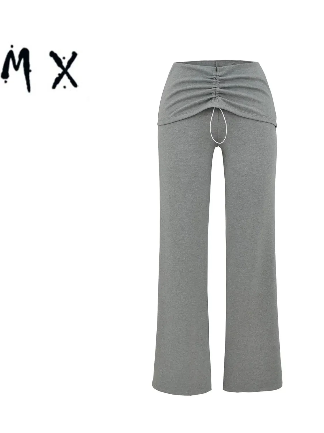 Pantaloni a gamba dritta pieghettati in due pezzi falsi retrò americani Pantaloni sportivi da ragazza caldi casual comodi da donna Autunno versatile