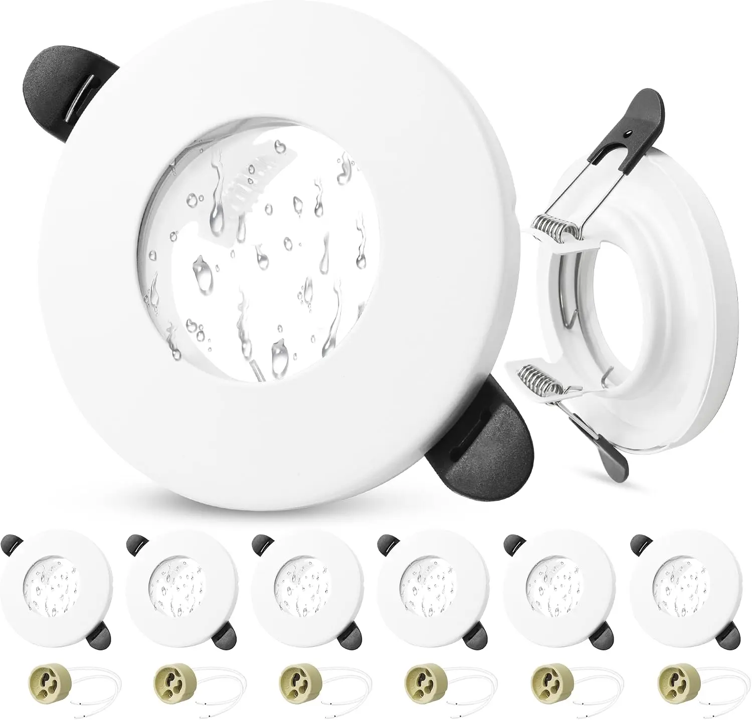 JOYINLED GU10 Mounting Frame IP65 Waterproof Recessed Ceiling Spotlights Metal Housing Round White Wet Room Bathroom Kitchen
