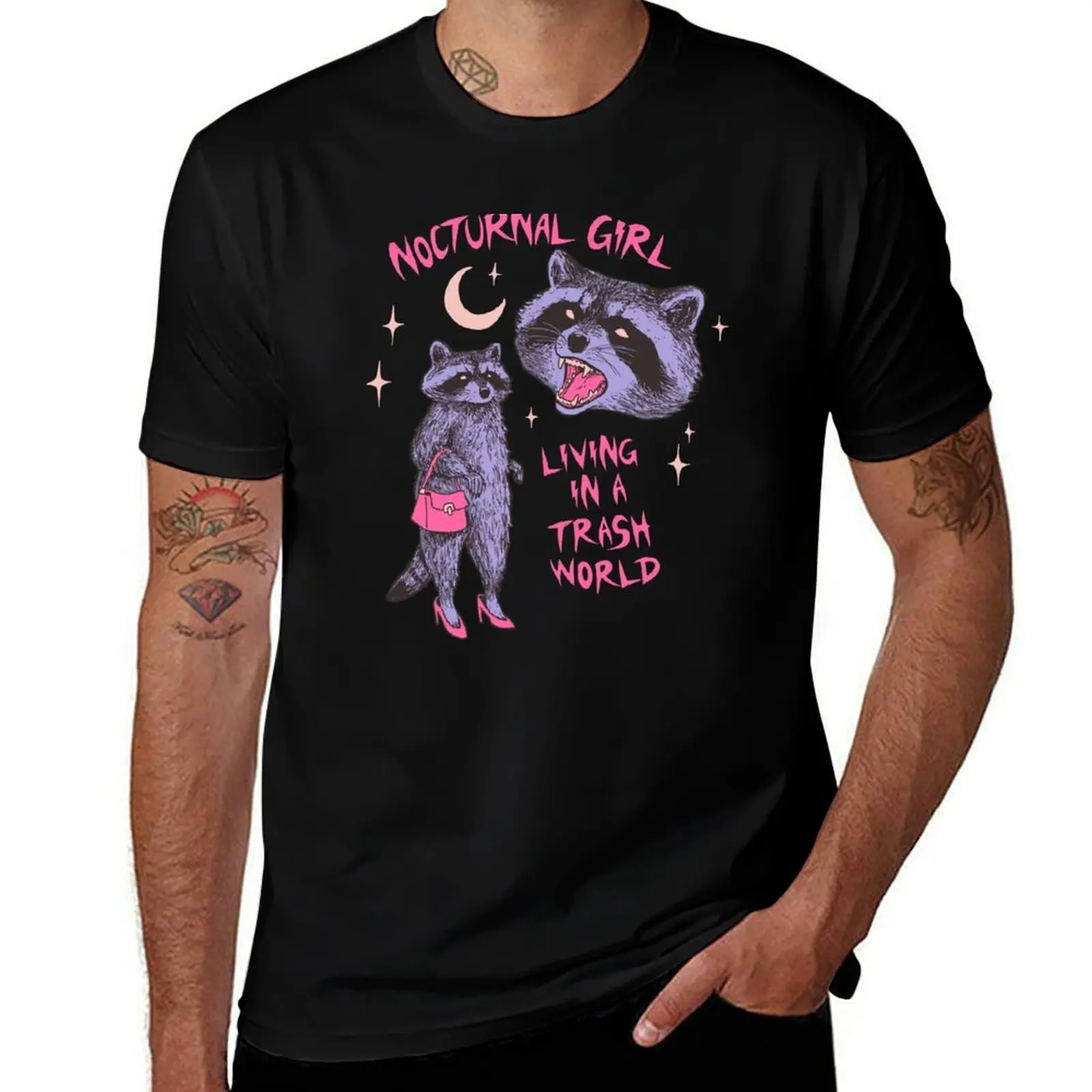 

Футболка Nocturnal Girl, хлопковые футболки, мужская футболка из 100% мужчин с рисунком, футболка