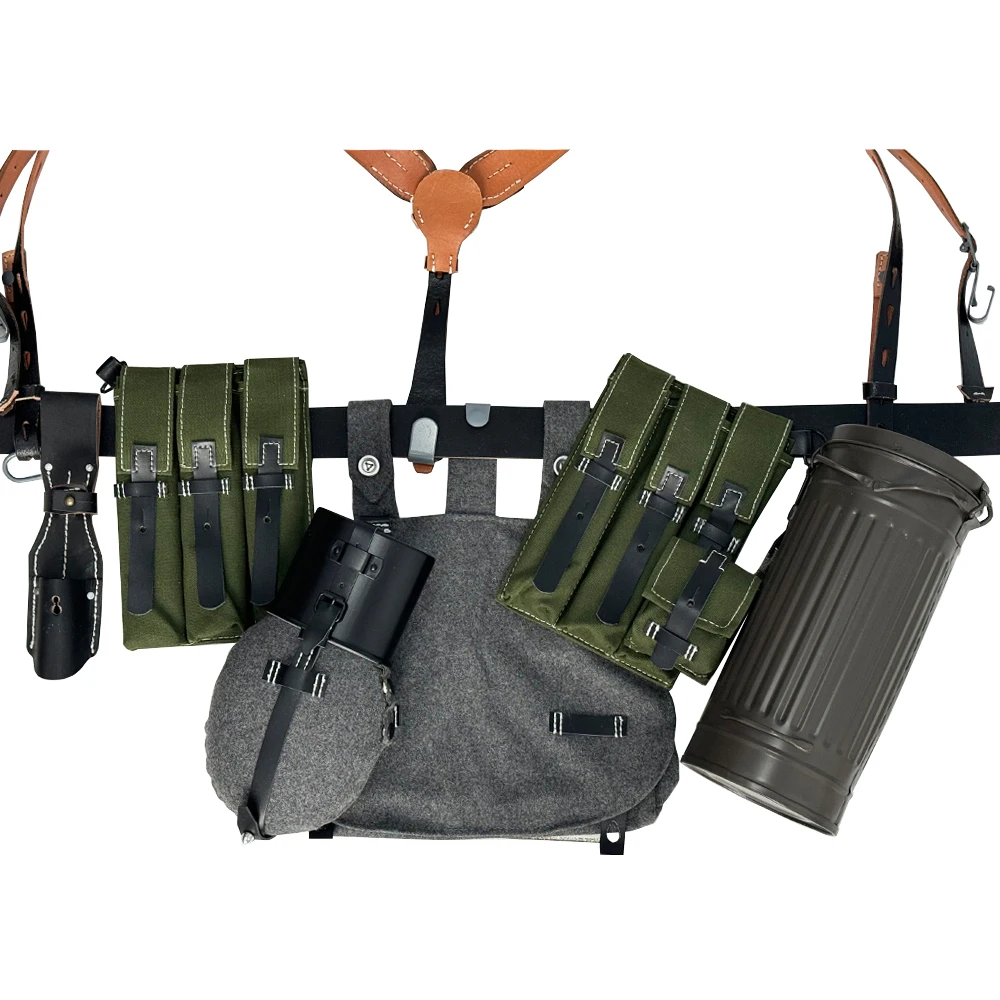 WW2 Combat Equipment, P38 P40 Pouch, Leather Combination, Soldier Gear Collection, War Reenactments, Tactical Backpack