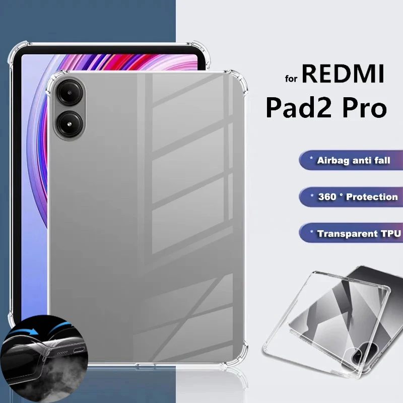 

Прозрачный мягкий чехол из ТПУ HD для Redmi Pad 2 Pro 12,1 11 Xiaomi Poco Pad Mini 8,8 8 7 6 Pro 11,2, защитный чехол с четырьмя углами
