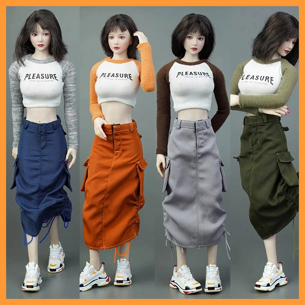 ICE TOYS IC1010 IC1011 1/6 Female Soldier Long Sleeve Slim Print T-shirt Drawstring Design Long Cargo Skirt For 12