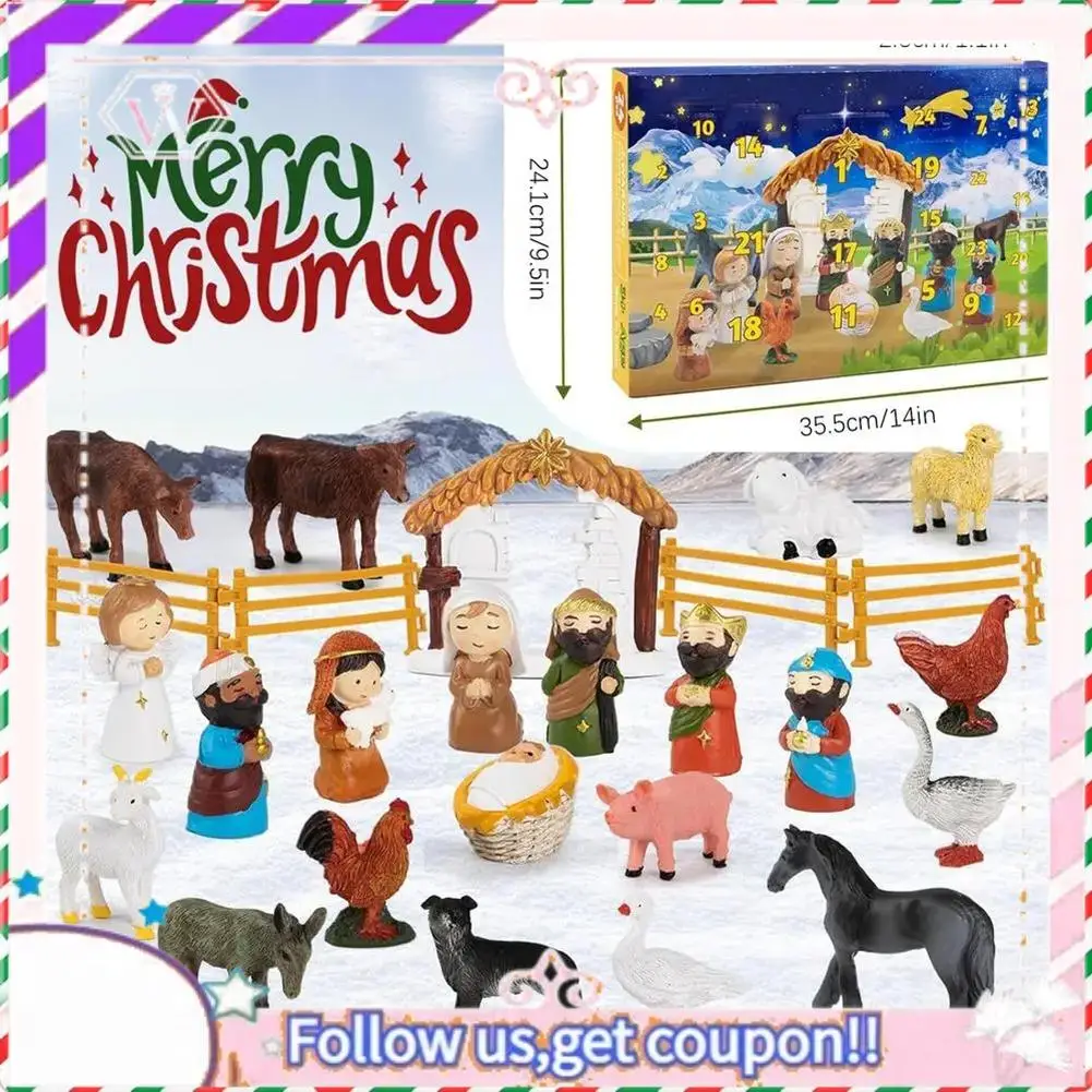 

Y74A-Christian Advents Calendar Religious Nativity Scene Calendar Nativity Scene Set Christmas Advents Calendar For Kids Boy