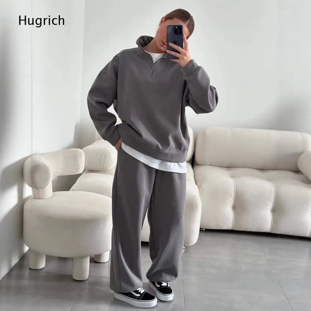 Women's Casual 2 Piece Tracksuit Set with Half Zip Pullover Hoodie and Wide Leg Sweatpants, Cozy Autumn Winter Loungewear