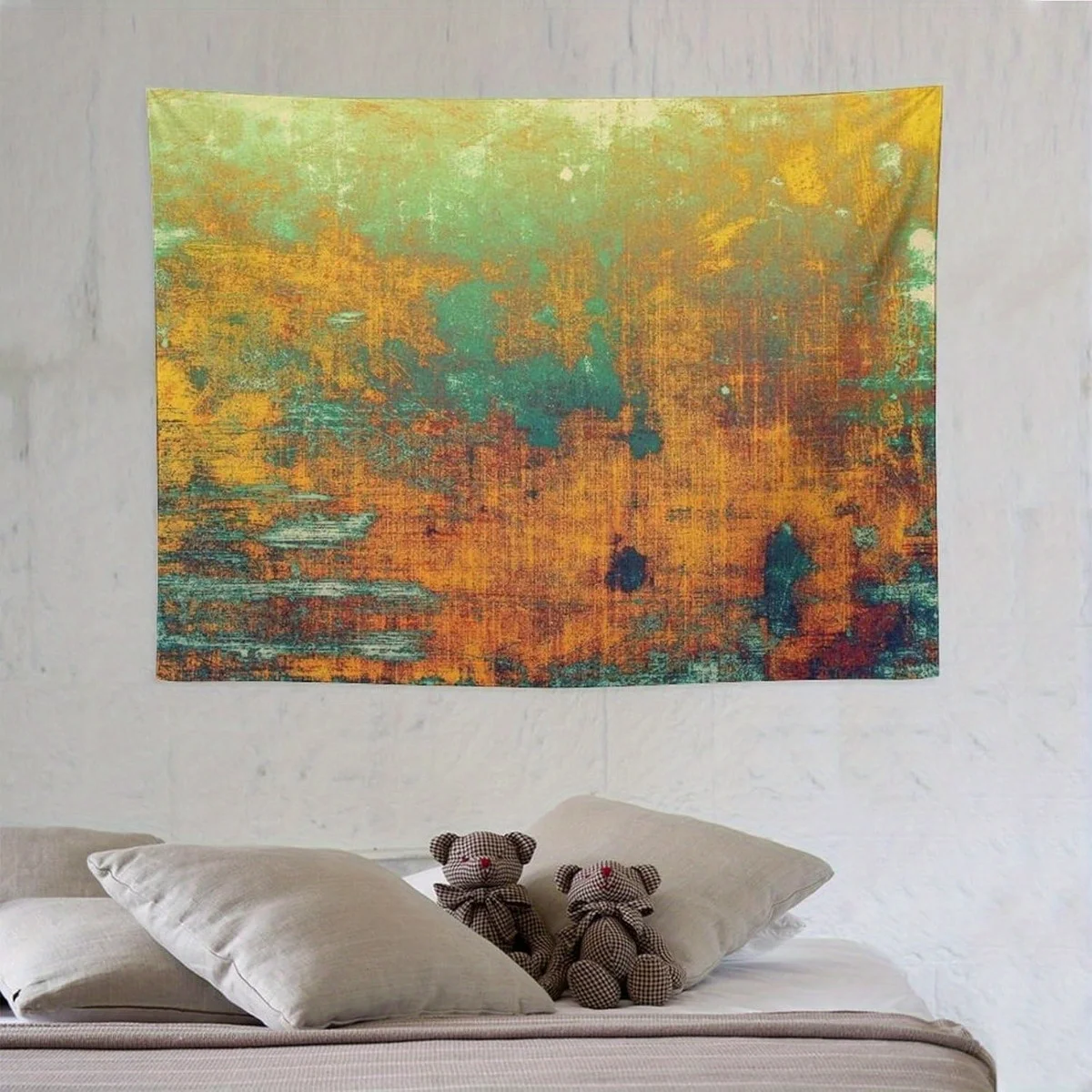 Abstract Grunge Art Tapestry in Warm Tones for Bedroom Wall Decor Textured Vintage Style Hanging Modern Boho AestheticHomeAccent