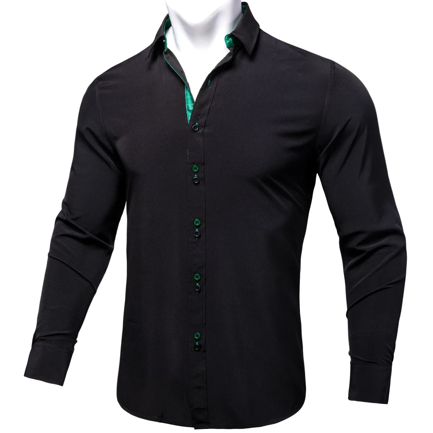 

New Brand Party Shirt For Men camisa masculina Black Green Patchwork Spring Autumn Button-Down Collar Man Shirts Long Sleeve Top