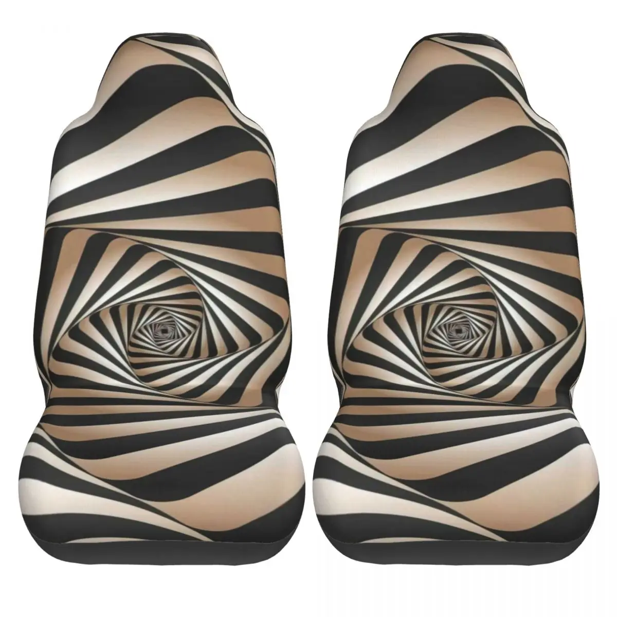 Retro, Abstract, Black And White, Geometric, And Illusion 3D Monotone Mystery Vortex Car Seat Cover Custom Printing