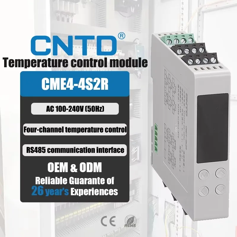 CNTD CME4 AC/DC 24V AC 100-240V 4-Channel PID Temperature Controller SSR Output RS485 Modbus RTU Thermocouple PT100 RTD DIN Rail