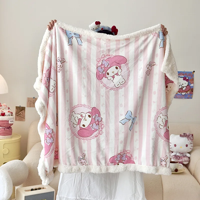 New Genuine Sanrio Series Kawaii Hello Kitty My Melody Multi-Functional Invisible Zipper Thick Cartoon Warm Lamb Velvet Blanket view 6