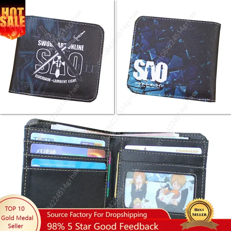 Sword Art Online Kirito Anime Men's Wallets Yuuki Asuna Women Short Card Holders Purse