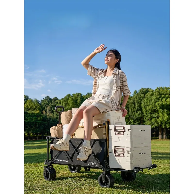 Folding Camping Wagon Cart Outdoor Collapsible Trolley Reclining for Kids Picnic Camping Gathering Travel Camp Trailer - view 3