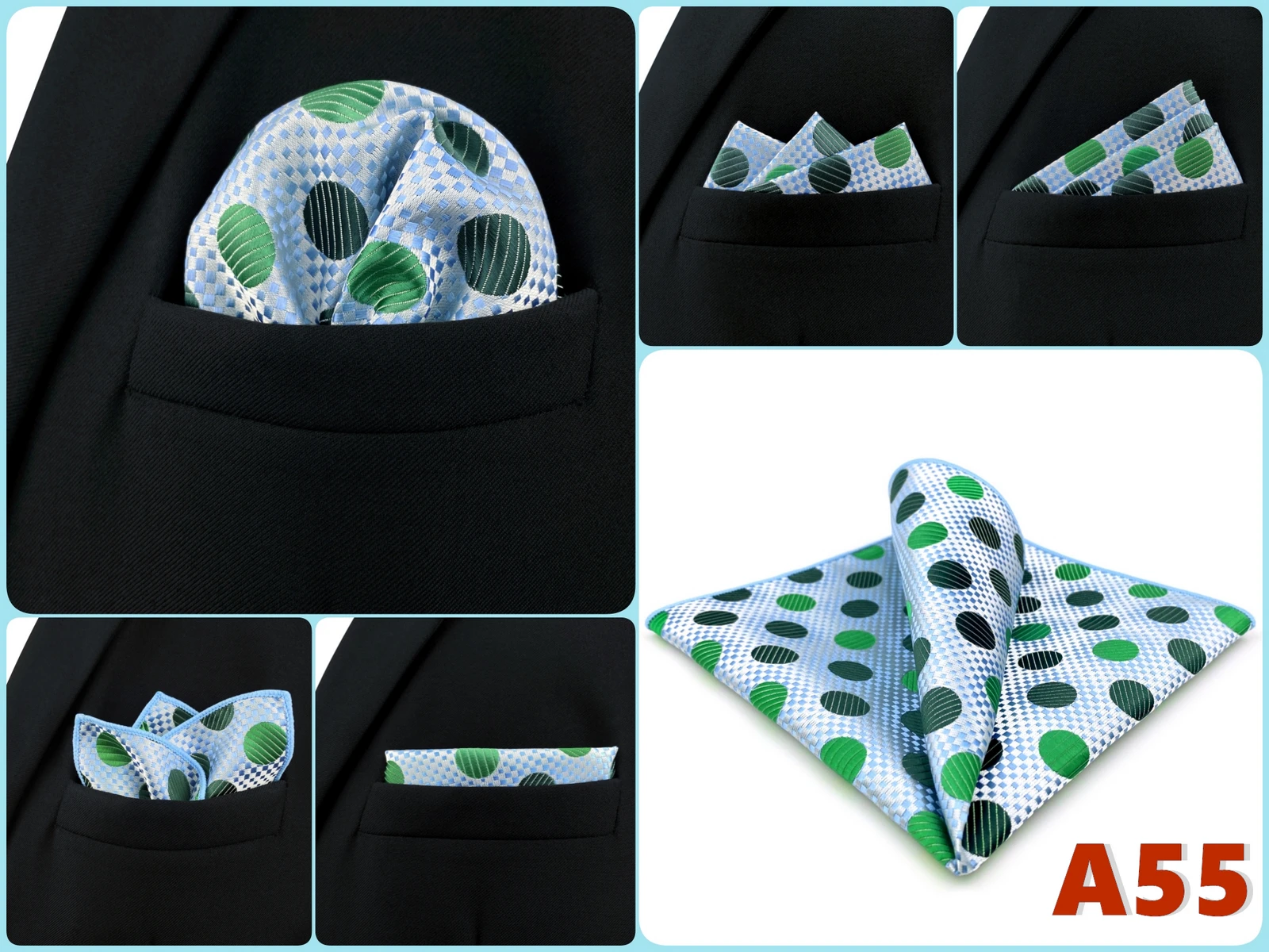 Pocket Square Handkerchief for Men Polka Dot Dots Plaid Check Checkered Suit Pocket Towel Hanky Mens Gift Wedding Business Party