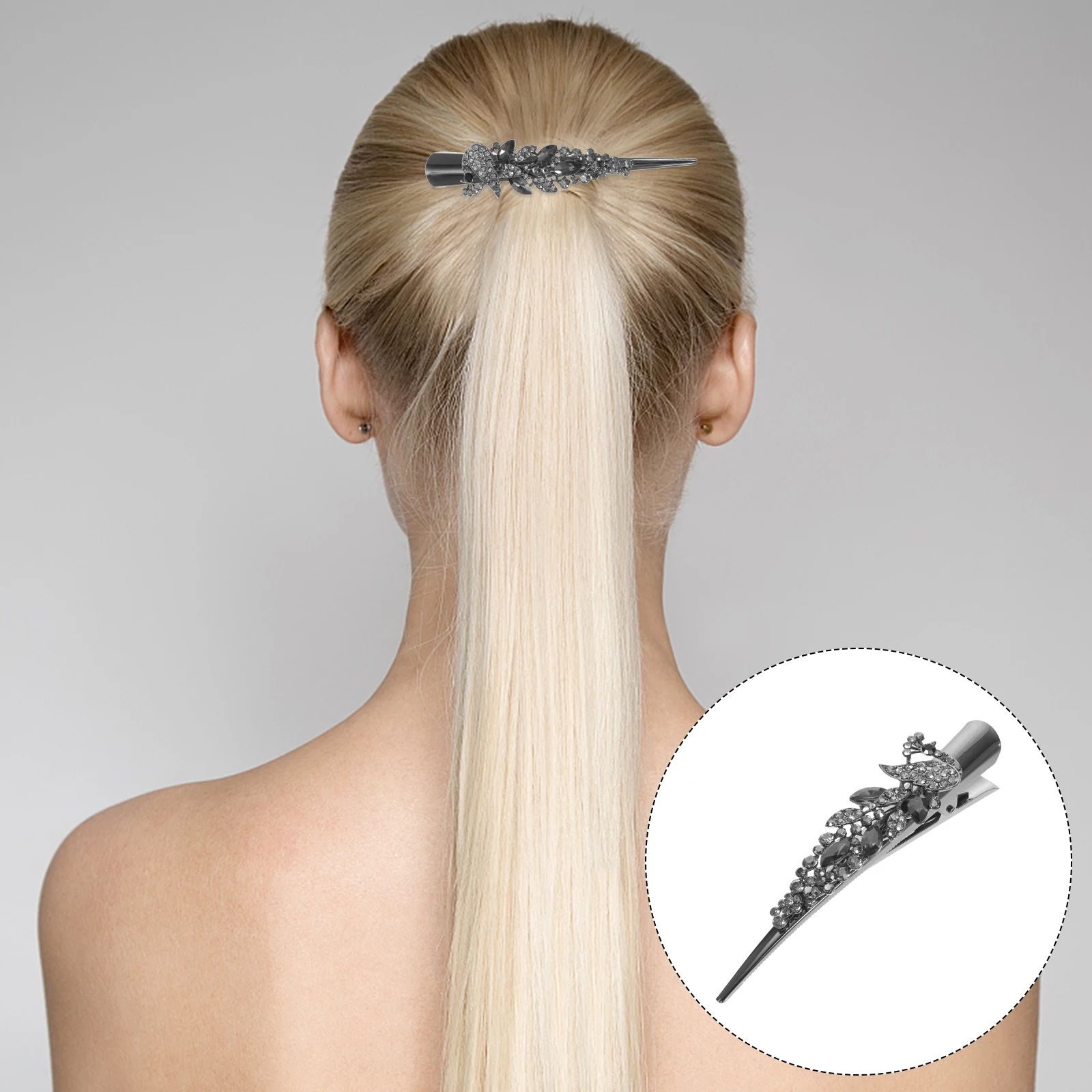 

Retro Rhinestone Hairpins Vintage Alligator Clips for Fine Styling Women Large Thick Duck Billed Headgear