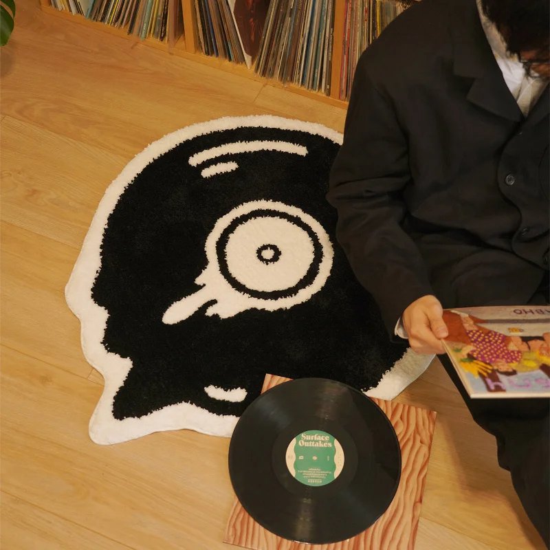 VIKAMA Vinyl Record Rug Irregular Area Rug Bedroom Living Room Soft Plush Carpet Home Decor